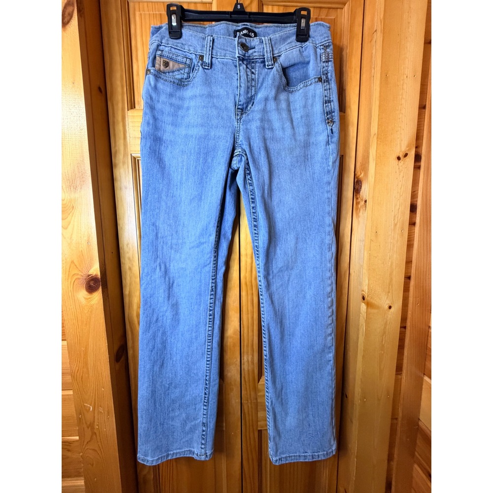 Rank 45 Men's 30/20 Long Straight Leg Jeans Light Wash Western Cowboy Stitch